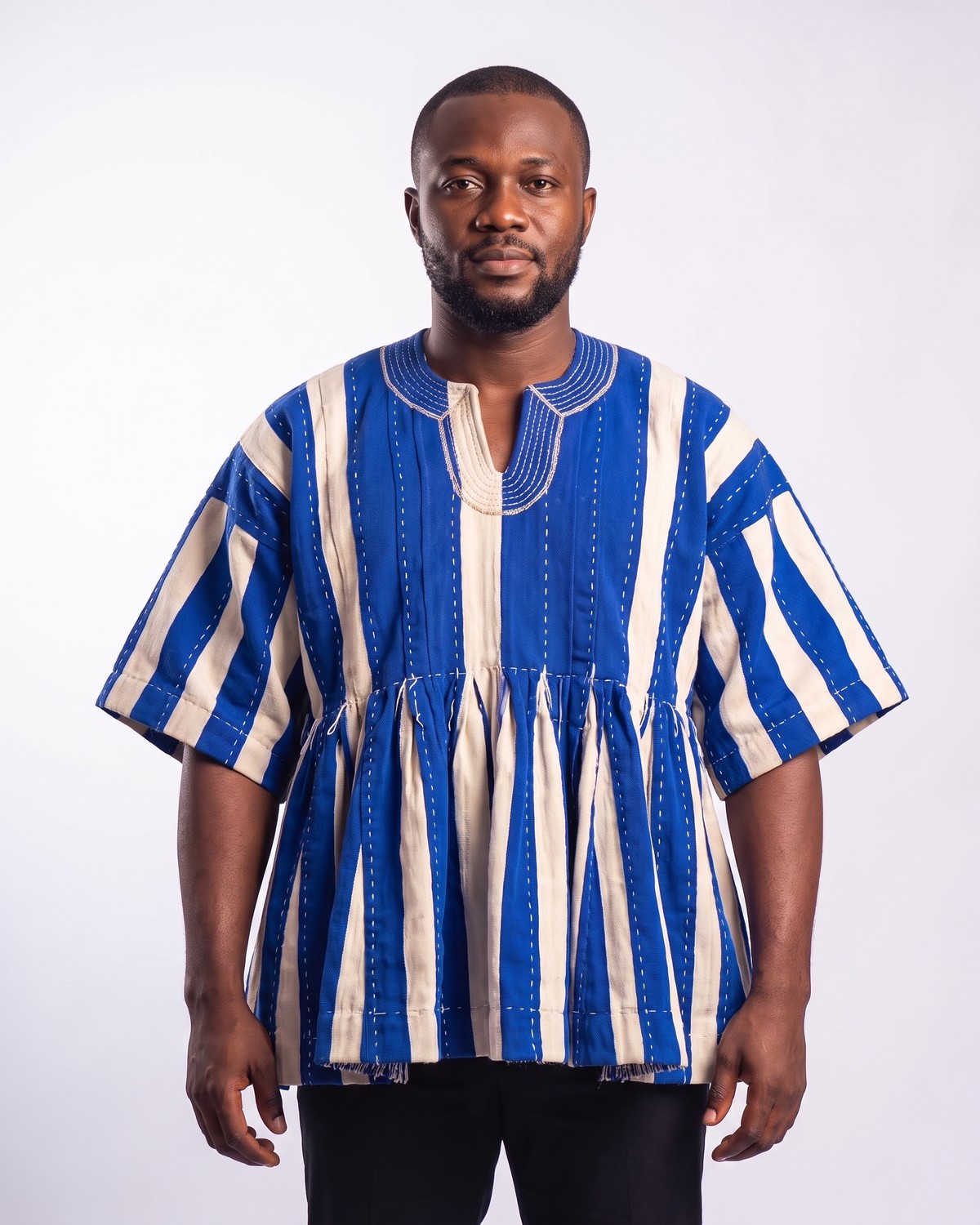 Blue & White Fugu Smock